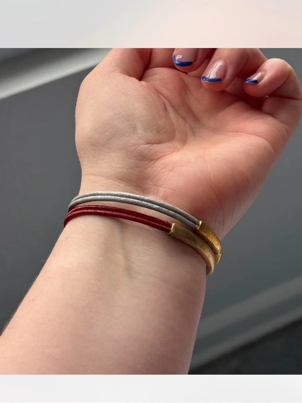 Gold and Silver and gold and red Minimalist Double-Wrap Bracelets